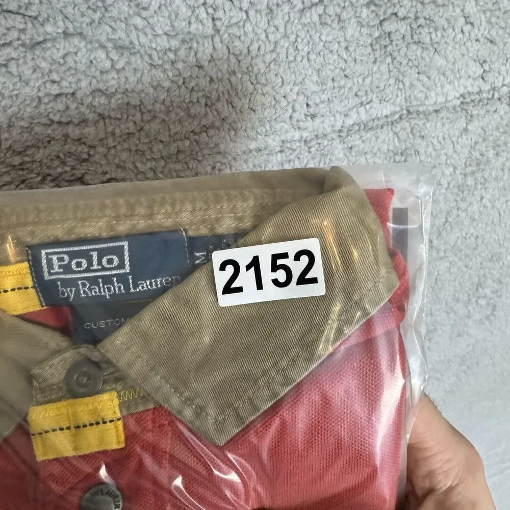 S Polo Ralph Lauren Shirt Mens‎ M Red C1 Rafting Striped Polo Custom Fit